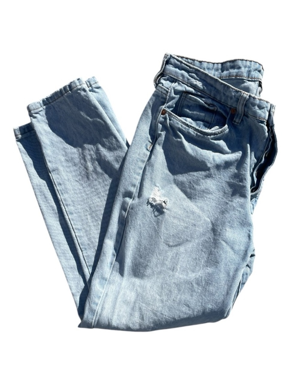 BLANK NYC The Madison Crop Disntressed Straight Leg Denim